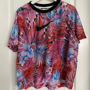 Nike Floral Crop Mesh Top Size XL
